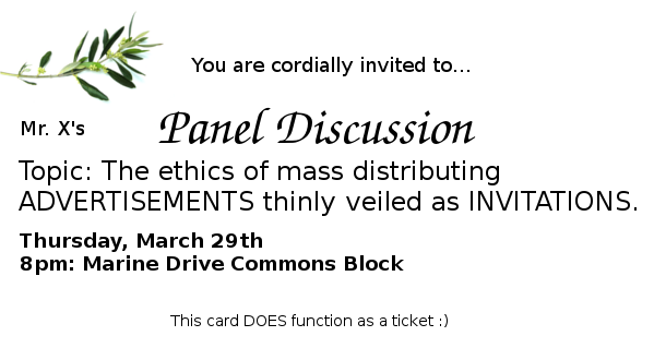 Tickets inviting people to a panel discussion about how the other tickets sucked.