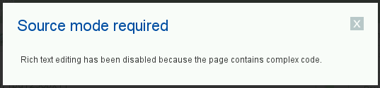 Wikia telling me that visual editing mode cannot be used for complex pages.
