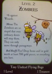A zombie bee card from the game Munchkin.